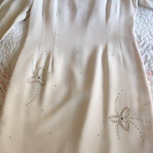 Vintage Retro 50's/60's Original Franklin beaded rhinestone sheath cream